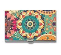 VFKLT Porte-cartes de visite rond en forme de fleur - Fin et portable - En métal - Organisateur de cartes de visite - Pour homme et femme - Pour voyage, bureau, argent, taille unique, Argent, One