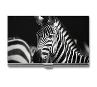 VFKLT Porte-cartes de visite zébré noir et blanc en métal fin et portable pour cartes de visite, cartes de crédit, pour homme et femme, voyage, bureau, argent, taille unique, Argent, One size,