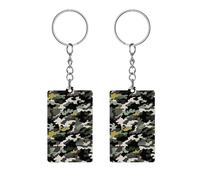 VFKLT Porte-clés en acrylique, décorations en acrylique, joli motif camouflage abstrait, porte-clés automobile pour homme et femme, Camouflage abstrait, 2*1.2 inches