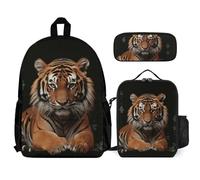 VFKLT Sac à dos avec boîte à déjeuner et trousse à crayons - Ensemble de 3 pièces - Sac de voyage décontracté pour ordinateur portable - Blanc - Taille unique, blanc, Taille unique, Sacs à dos de