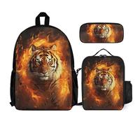 VFKLT Sac à dos de voyage 3 pièces avec boîte à déjeuner et trousse à crayons - Sac à dos décontracté pour ordinateur portable - Blanc - Taille unique, blanc, Taille unique, Sacs à dos de voyage
