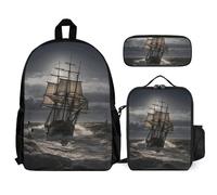 VFKLT Sac à dos de voyage 3 pièces avec boîte à déjeuner, trousse à crayons, sac de voyage, sac à dos décontracté pour ordinateur portable, blanc, taille unique, sacs à dos de voyage, blanc, Taille