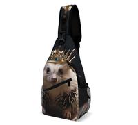 VFKLT Sac à dos en bandoulière réglable avec motif couronne et hérisson pour homme et femme, 38 x 20 cm, sac à dos de jour pour homme et femme, couronne avec hérisson, Couronne avec hérisson, 38x20cm,