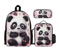 VFKLT Sac à dos mignon panda avec boîte à déjeuner et trousse à crayons, ensemble de 3 pièces, sac de voyage, sac à dos décontracté pour ordinateur portable, blanc, taille unique, sacs à dos de