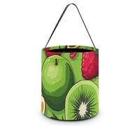 VFKLT Sacs à bonbons portables d'Halloween avec poignée, divers fruits imprimés, seau pliable, fournitures de fête pour Noël, décoration de salle de mariage, divers fruits, 20,1 x 20,1 x 21,1 cm,