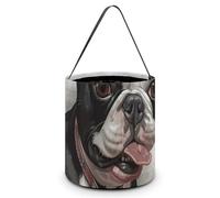 VFKLT Sacs à bonbons portables d'Halloween avec poignée imprimé Boston Terrier Seau pliable Fournitures de fête pour décoration de Noël de salle de mariage Boston Terrier, 20,1 x 20,1 x 21,1 cm,