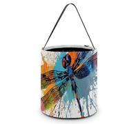 VFKLT Sacs à bonbons portables d'Halloween avec poignée - Imprimé libellule - Seau pliable - Fournitures de fête pour Noël, mariage, décoration de salle de mariage - 20,1 x 20,1 x 21,1 cm, Peinture
