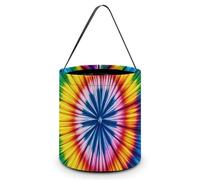 VFKLT Sacs à bonbons portables d'Halloween avec poignée - Imprimé tie-dye - Seau pliable - Fournitures de fête pour Noël, mariage, décoration de salle de mariage - 20,1 x 20,1 x 21,1 cm, Tie Dye
