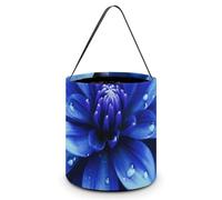 VFKLT Sacs à bonbons portables d'Halloween avec poignée - Motif floral bleu - Seau pliable - Fournitures de fête pour Noël, mariage, décoration de chambre - Fleur bleue - 20,1 x 20,1 x 21,1 cm,