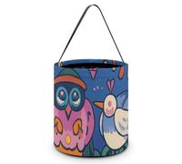 VFKLT Sacs à bonbons portables d'Halloween avec poignée - Motif hiboux magiques - Seau pliable - Fournitures de fête pour Noël, mariage, décoration de chambre - 20,1 x 20,1 x 21,1 cm, Hiboux magiques,