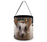 VFKLT Sacs fourre-tout portables d'Halloween avec poignée, couronne avec hérisson, seau pliable pour décoration de Noël, de salle de mariage, couronne avec hérisson, 20,1 x 20,1 x 21,1 cm, Couronne