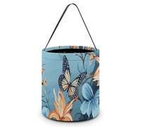 VFKLT Sacs fourre-tout portables d'Halloween avec poignée - Imprimé papillon bleu - Seau pliable - Fournitures de fête pour Noël, mariage, décoration de chambre de mariage - Motif papillon bleu - 20,1