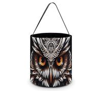 VFKLT Sacs fourre-tout portables d'Halloween avec poignée - Motif hibou - Seau pliable - Fournitures de fête pour Noël, mariage, décoration de chambre - 20,1 x 20,1 x 21,1 cm, chouette, 7.9*7.9*8.3