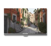 VFKLT Street of Italy Porte-cartes de visite fin et portable en métal pour cartes de visite, cartes de crédit, pour homme et femme, argent, taille unique, Argent, One size, Décontracté