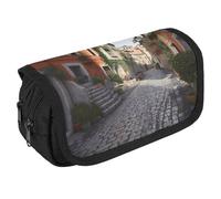 VFKLT Street of Italy Trousse à crayons double couche Grande capacité Double fermeture éclair Portable Trousse à stylos Trousse de maquillage pour homme femme Voyage Business Bureau, blanc, Taille