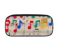 VFKLT Trousse à crayons avec notes de musique colorées, trousse à crayons, trousse de maquillage, trousse de rangement, trousse de maquillage, trousse de maquillage pour femme et homme, Noir , Taille