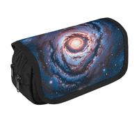 VFKLT Trousse à crayons double couche avec double fermeture éclair - Motif planète étoiles et galaxie - Pour homme et femme - Pour voyage, affaires, bureau, blanc, Taille unique, Trousse à crayons