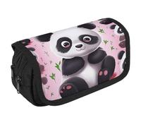 VFKLT Trousse à crayons double couche avec motif panda mignon - Grande capacité - Double fermeture éclair - Portable - Pour homme et femme - Pour voyage, affaires, bureau, blanc, Taille unique,