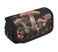 VFKLT Trousse à crayons double couche en forme de champignon - Grande capacité - Double fermeture éclair - Portable - Pour homme et femme - Pour voyage, affaires, bureau, blanc, Taille unique, Trousse
