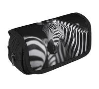 VFKLT Trousse à crayons double couche motif zèbre noir et blanc - Grande capacité - Double fermeture éclair - Portable - Pour homme et femme - Pour voyage, affaires, bureau, blanc, Taille unique,