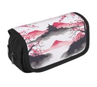 VFKLT Trousse à crayons Mount Fuji avec cerise double couche - Grande capacité - Double fermeture éclair - Portable - Pour homme et femme - Pour voyage, affaires, bureau, blanc, Taille unique, Trousse