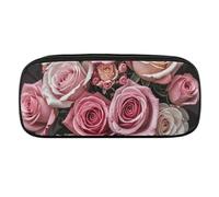 VFKLT Trousse à crayons portable avec motif léopard et rose - Trousse de rangement pour femme et homme, Noir , Taille unique, Trousse à crayons