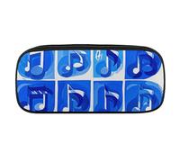 VFKLT Trousse à crayons portable bleue avec notes de musique - Trousse à crayons - Trousse de maquillage - Trousse de rangement pour femme et homme, Noir , Taille unique, Trousse à crayons
