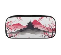 VFKLT Trousse à crayons portable Mount Fuji avec cerise, trousse à crayons, trousse de maquillage, trousse de rangement, trousse à crayons, trousse de maquillage pour femme et homme, Noir , Taille