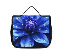 VFKLT Trousse de toilette à suspendre avec fleur bleue - Trousse de maquillage de voyage étanche pour homme et femme - Blanc - 22,6 x 7,1 x 18,5 cm, blanc, 8.9 x 2.8 x 7.3 inch, Trousse de toilette