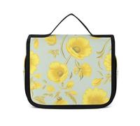 VFKLT Trousse de toilette à suspendre avec fleur jaune - Trousse de maquillage de voyage étanche pour homme et femme - Blanc - 22,6 x 7,1 x 18,5 cm, blanc, 8.9 x 2.8 x 7.3 inch, Trousse de toilette