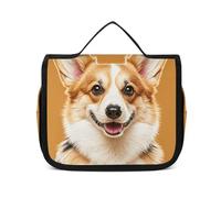 VFKLT Trousse de toilette à suspendre avec fleurs Corgi - Trousse de maquillage de voyage étanche pour homme et femme - Blanc - 22,6 x 7,1 x 18,5 cm, blanc, 8.9 x 2.8 x 7.3 inch, Trousse de toilette