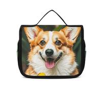 VFKLT Trousse de toilette à suspendre avec fleurs tropicales et corgi - Trousse de maquillage de voyage étanche pour homme et femme - Blanc - 22,6 x 7,1 x 18,5 cm, blanc, 8.9 x 2.8 x 7.3 inch, Trousse