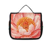 VFKLT Trousse de toilette à suspendre avec imprimé pivoine pêche, trousse de maquillage de voyage étanche pour homme et femme, blanc, 22,6 x 7,1 x 18,5 cm, trousse de toilette suspendue, blanc, 8.9 x