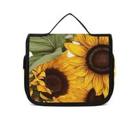 VFKLT Trousse de toilette à suspendre avec tournesols et fleurs - Trousse de maquillage de voyage étanche pour homme et femme - Blanc - 22,6 x 7,1 x 18,5 cm, blanc, 8.9 x 2.8 x 7.3 inch, Trousse de