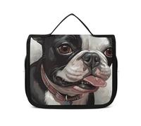 VFKLT Trousse de toilette à suspendre Boston Terrier - Trousse de maquillage de voyage étanche pour homme et femme - Blanc - 22,6 x 7,1 x 18,5 cm, blanc, 8.9 x 2.8 x 7.3 inch, Trousse de toilette
