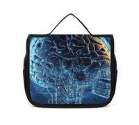 VFKLT Trousse de toilette à suspendre, intelligence artificielle, cerveau, trousse de maquillage de voyage, trousse de maquillage étanche pour homme et femme, blanc, 22,6 x 7,1 x 18,5 cm, trousse de
