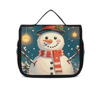 VFKLT Trousse de toilette à suspendre Merry Christmas Lovely Snowman Trousse de maquillage de voyage Organiseur étanche pour homme et femme Blanc 22,6 x 7,1 x 18,5 cm, blanc, 8.9 x 2.8 x 7.3 inch,