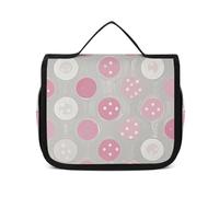 VFKLT Trousse de toilette à suspendre - Motif à pois - Gris et blanc - Moderne - Étanche - Pour homme et femme - 22,6 x 7,1 x 18,5 cm - Trousse de toilette suspendue, blanc, 8.9 x 2.8 x 7.3 inch,