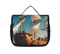 VFKLT Trousse de toilette à suspendre - Motif bateau pirate nordique - Étanche - Pour homme et femme - Blanc - 22,6 x 7,1 x 18,5 cm, blanc, 8.9 x 2.8 x 7.3 inch, Trousse de toilette suspendue