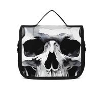 VFKLT Trousse de toilette à suspendre - Motif crâne blanc et gris - Trousse de maquillage de voyage étanche pour homme et femme - 22,6 x 7,1 x 18,5 cm - Trousse de toilette suspendue, blanc, 8.9 x 2.8
