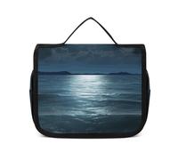VFKLT Trousse de toilette à suspendre - Motif lune et mer - Étanche - Pour homme et femme - Blanc - 22,6 x 7,1 x 18,5 cm, blanc, 8.9 x 2.8 x 7.3 inch, Trousse de toilette suspendue
