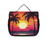 VFKLT Trousse de toilette à suspendre - Motif palmier et coucher de soleil - Trousse de maquillage de voyage étanche pour homme et femme - Blanc - 22,6 x 7,1 x 18,5 cm, blanc, 8.9 x 2.8 x 7.3 inch,