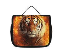 VFKLT Trousse de toilette à suspendre, motif tigre dans la flamme, trousse de maquillage de voyage étanche pour homme et femme, blanc, 22,6 x 7,1 x 18,5 cm, trousse de toilette suspendue, blanc, 8.9 x