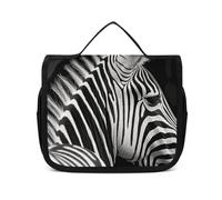 VFKLT Trousse de toilette à suspendre motif zèbre noir et blanc - Trousse de maquillage de voyage étanche pour homme et femme - 22,6 x 7,1 x 18,5 cm - Trousse de toilette à suspendre, blanc, 8.9 x 2.8