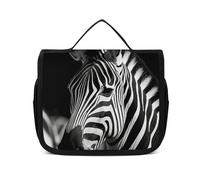VFKLT Trousse de toilette à suspendre motif zèbre noir et blanc - Trousse de maquillage de voyage étanche pour homme et femme - 22,6 x 7,1 x 18,5 cm - Trousse de toilette à suspendre, blanc, 8.9 x 2.8