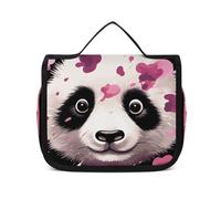 VFKLT Trousse de toilette à suspendre - Panda rose - En coton - Étanche - Pour homme et femme - 22,6 x 7,1 x 18,5 cm - Trousse de toilette à suspendre, blanc, 8.9 x 2.8 x 7.3 inch, Trousse de toilette