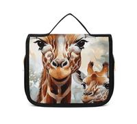 VFKLT Trousse de toilette à suspendre pour aquarelle, cerf, girafe, trousse de maquillage de voyage, trousse de maquillage étanche pour homme et femme, blanc, 22,6 x 7,1 x 18,5 cm, trousse de toilette