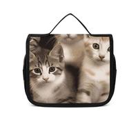 VFKLT Trousse de toilette à suspendre pour chatons, famille, chats, trousse de maquillage de voyage, trousse de maquillage étanche pour homme et femme, blanc, 22,6 x 7,1 x 18,5 cm, trousse de toilette