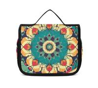 VFKLT Trousse de toilette à suspendre ronde à fleurs - Trousse de maquillage de voyage étanche pour homme et femme - Blanc - 22,6 x 7,1 x 18,5 cm, blanc, 8.9 x 2.8 x 7.3 inch, Trousse de toilette