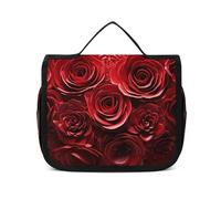VFKLT Trousse de toilette à suspendre - Rose rouge - Cœur d'amour - Trousse de maquillage de voyage étanche pour homme et femme - Blanc - 22,6 x 7,1 x 18,5 cm, blanc, 8.9 x 2.8 x 7.3 inch, Trousse de